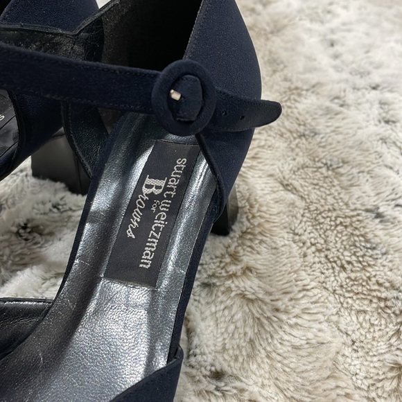 [8.5] Vintage Stuart Weitzman Square Toe Ankle Strap Heel | in Rich Navy Blue - Picture 13 of 13